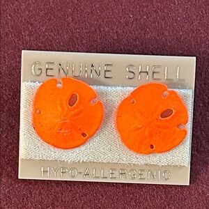 Vibrant Orange Genuine Shell Earrings